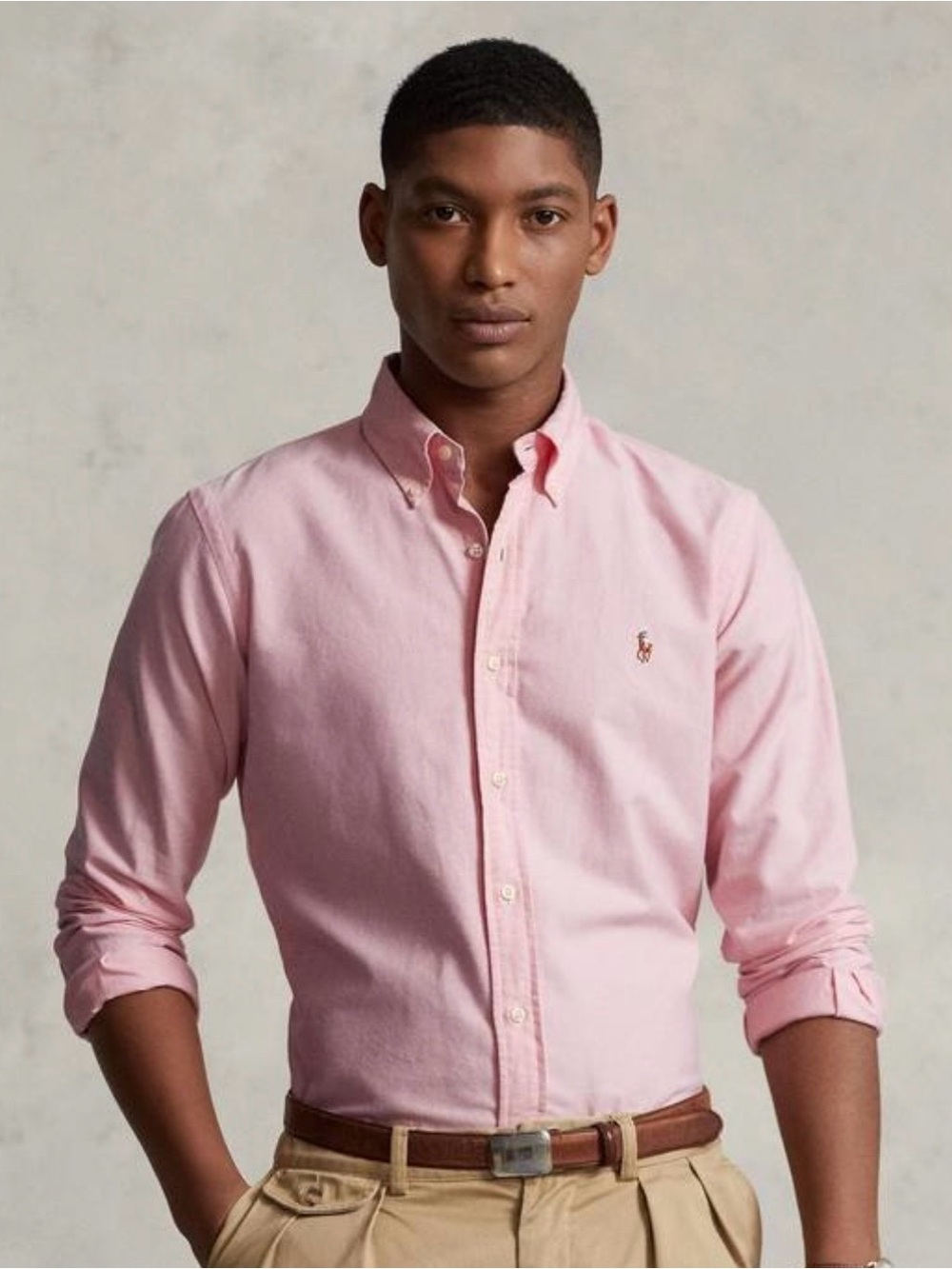 Ralph Lauren Men’s XXL Pink Slim Fit Stretch Oxford Button Down Pony Shirt